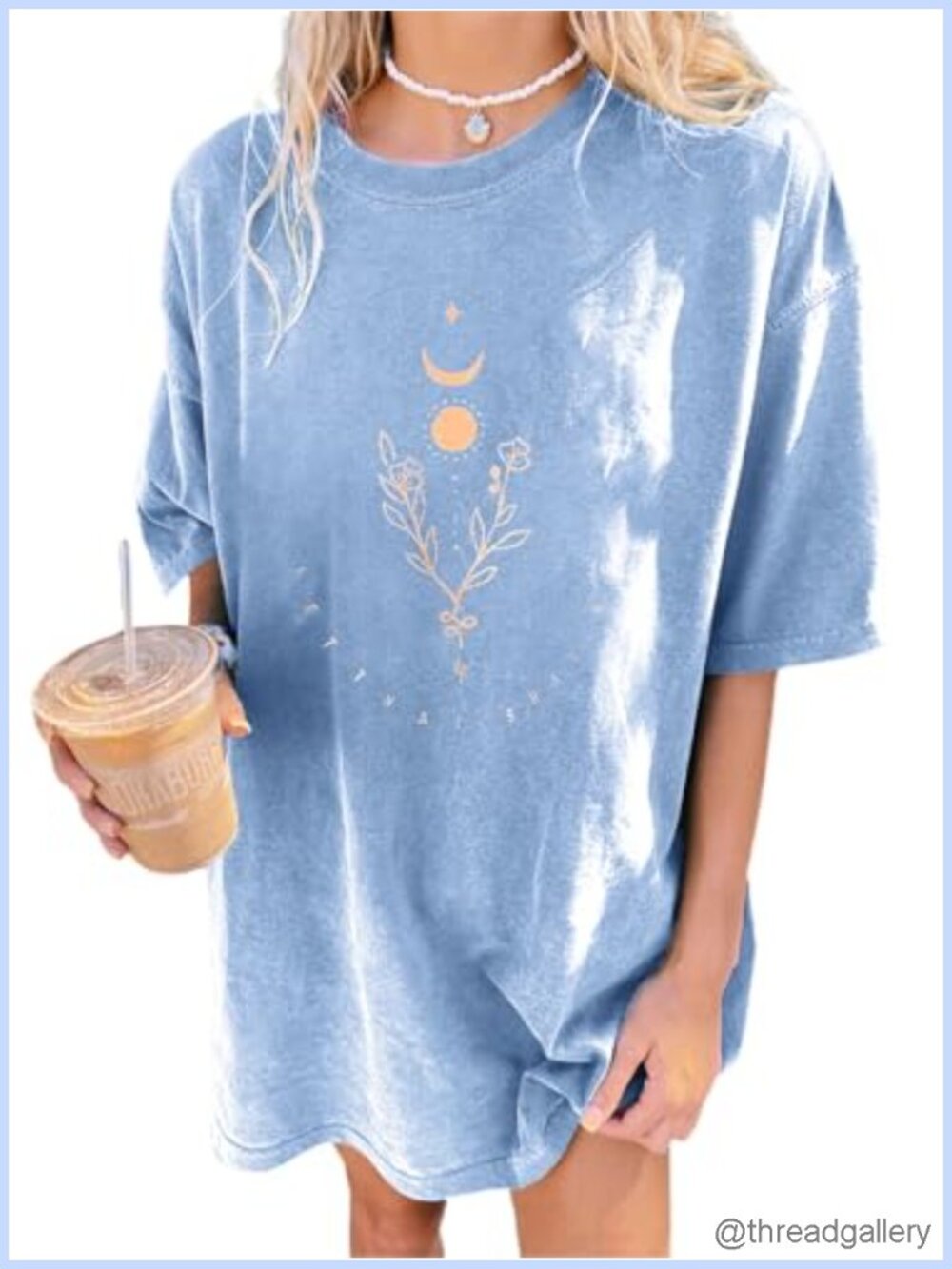 Oversized Graphic Tee Loose Fit Drop Shoulder Crew Neck Short Sleeve T-Shirt